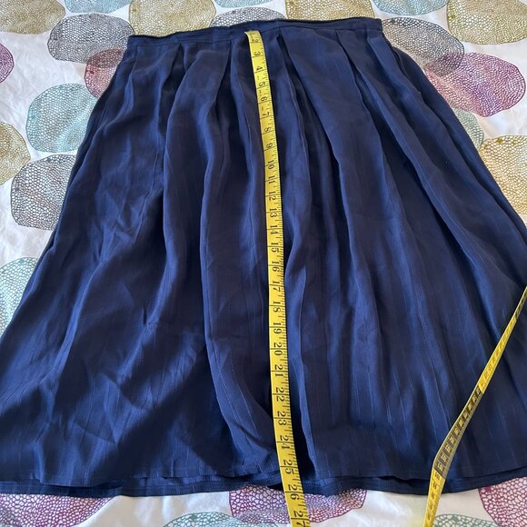 Soo Yung Lee 100% Silk Matching Matching Jacket and Skirt Set Navy Blue Size 14 - Picture 11 of 15